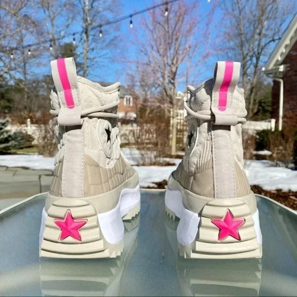 Converse Run Star Hike High Top Women’s 9.5 Khaki White Quilted Platform Sneaker - Picture 3 of 11